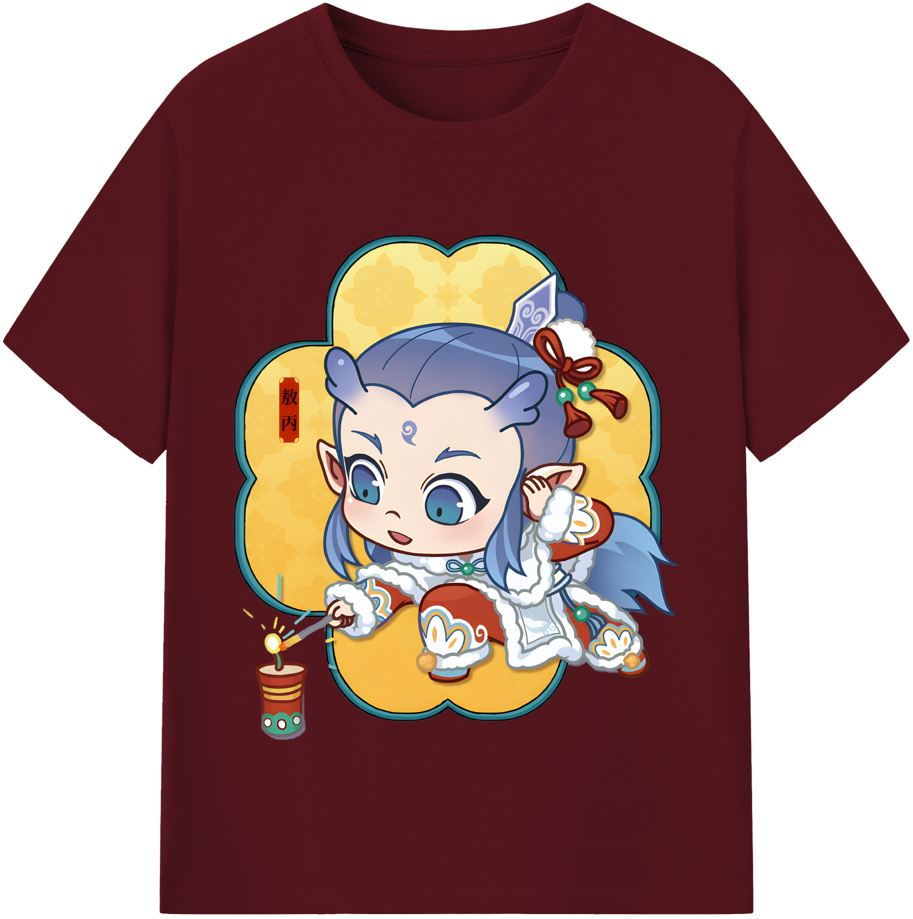 （画像用） Ne Zha 2 ナタ 魔童の大暴れ 綿100％半袖Tシャツ（フロントプリント）